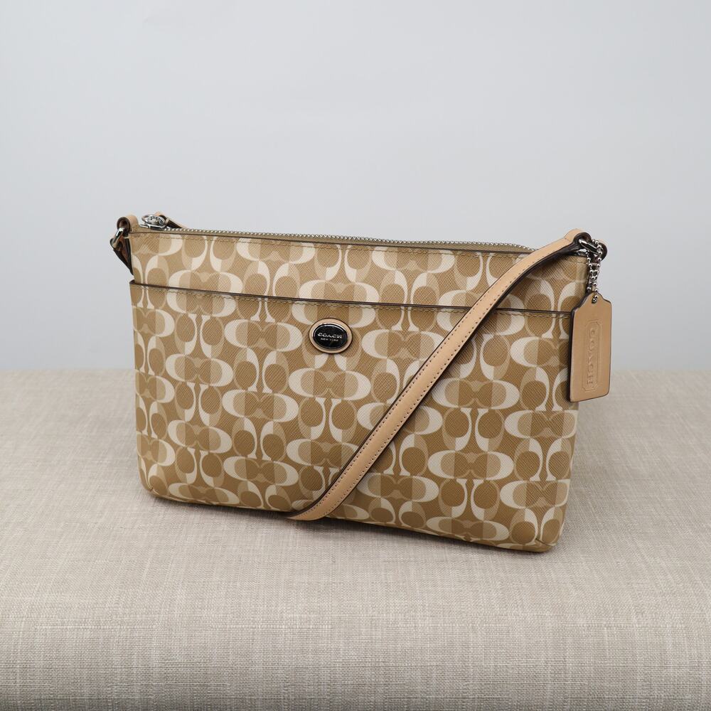 Coach Peyton Dream C Signature East West Crossbody Bag Khaki Tan
